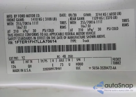 2020 Ford Ranger Xl from USA, damaged, VIN 1FTER1FH7LLA70614